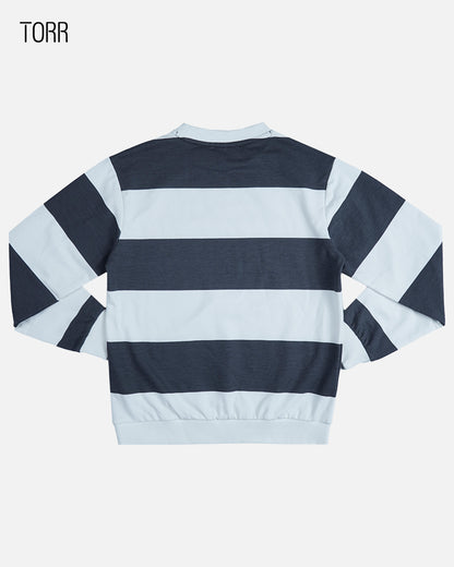 Boy's Sweatshirt | White Navy Stripe AOP