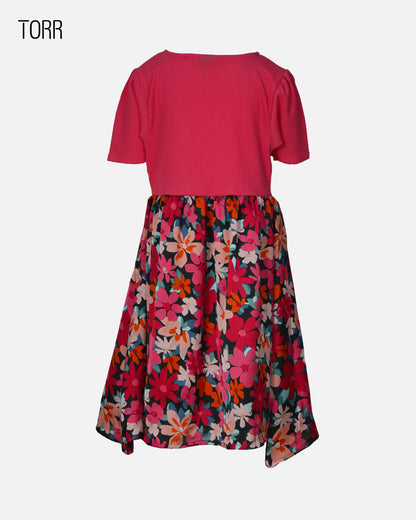 Girl's Frock | Red Black AOP