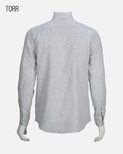 Men's Long Sleeve Casual Shirt | Blueberry stripe