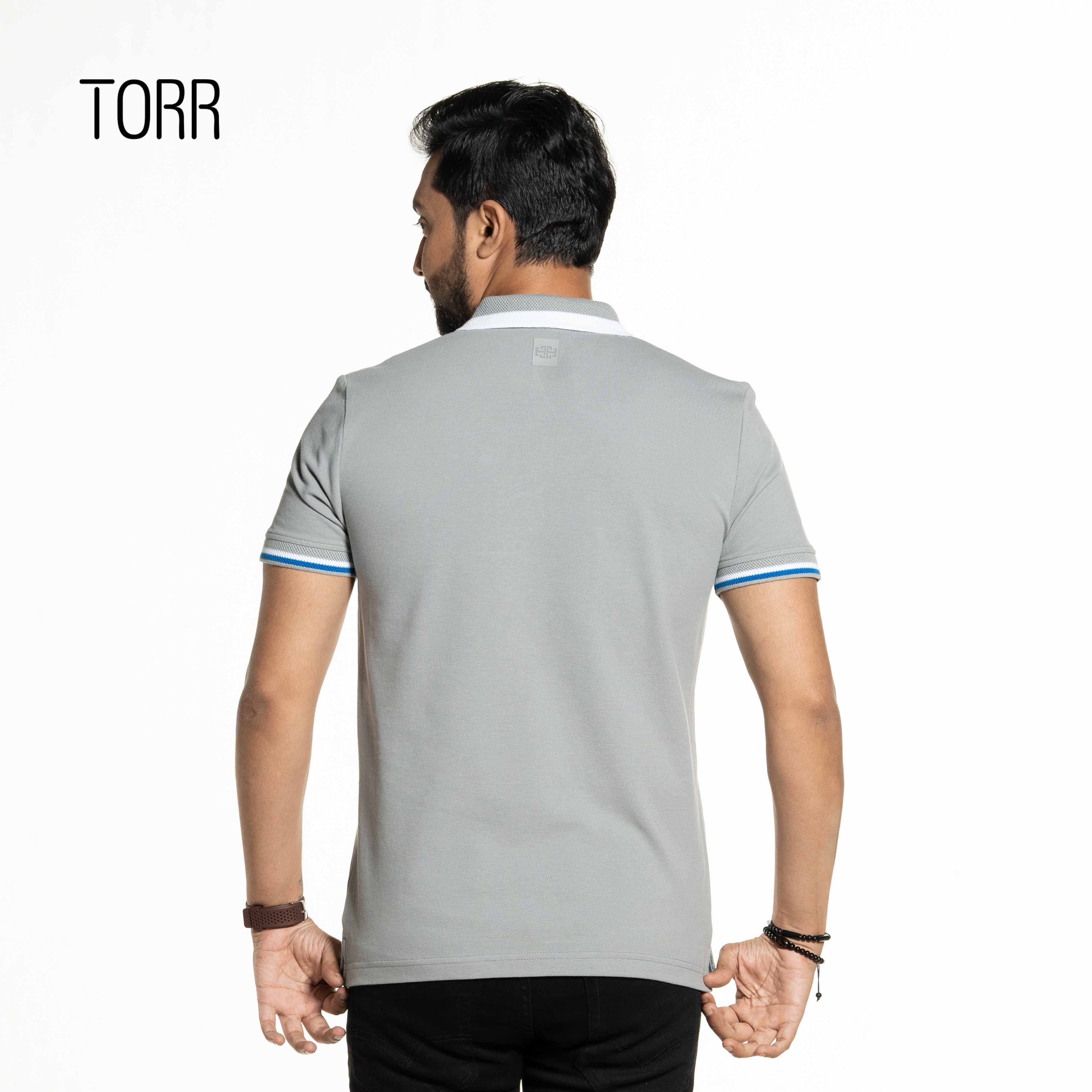 Grey polo shirt outlet rear