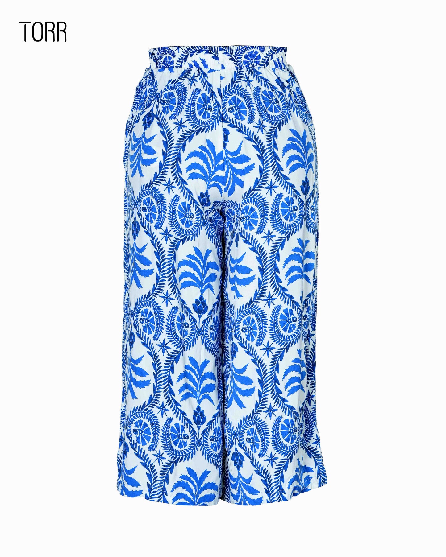 Womens Palazzo | White Blue Aop