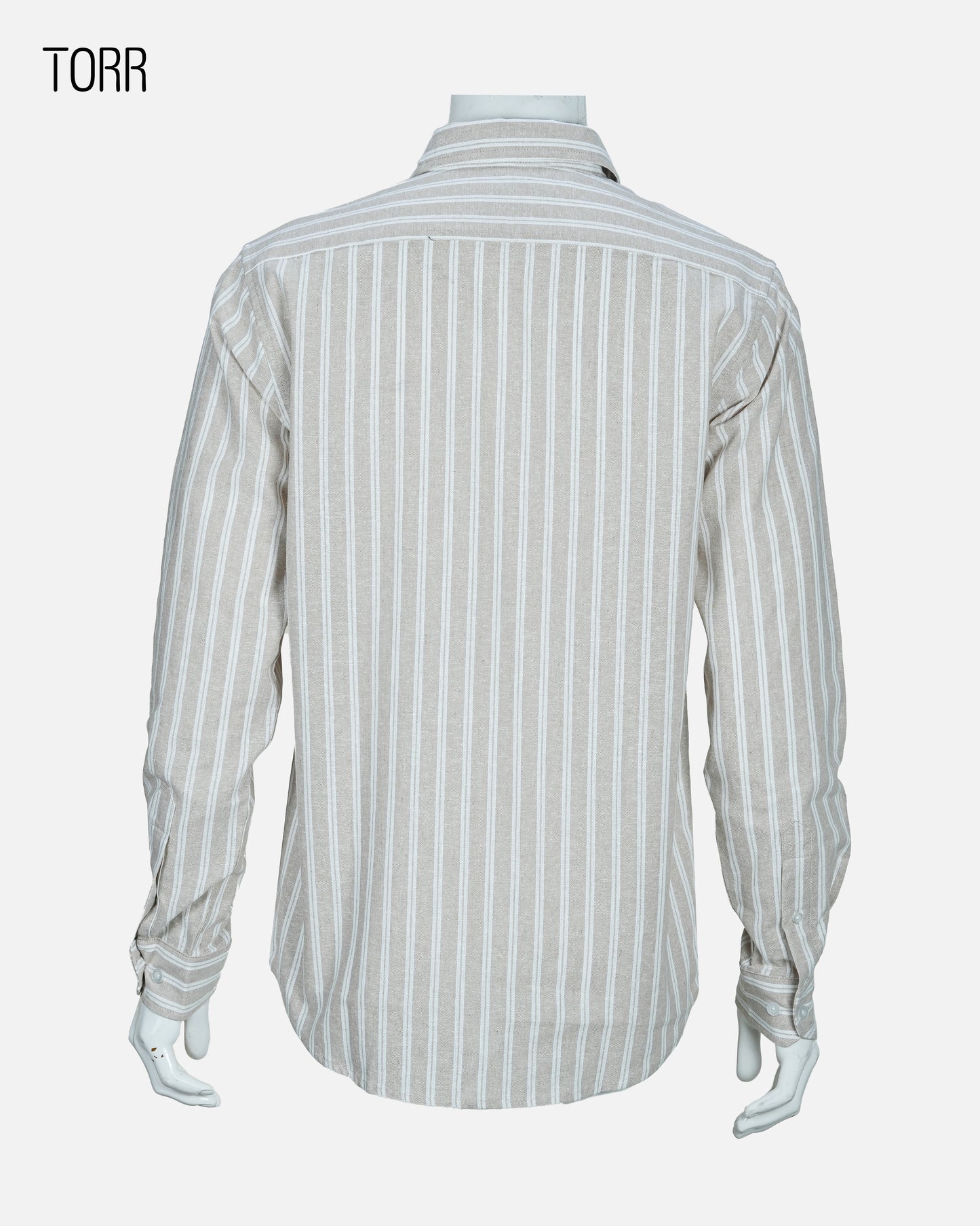 Men's Long Sleeve Shirt | Beige Stripe