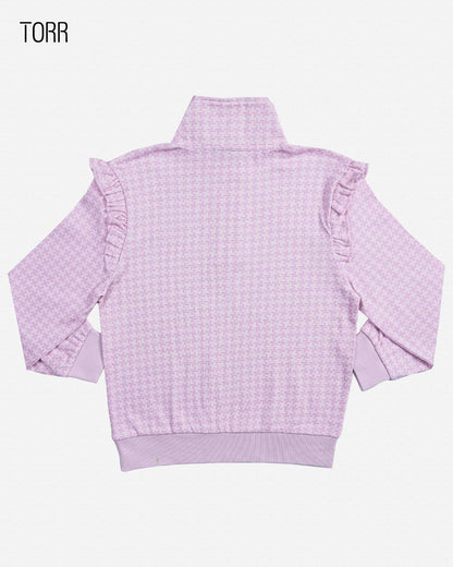 Girls Half Zip Jacket | Lavender Aop