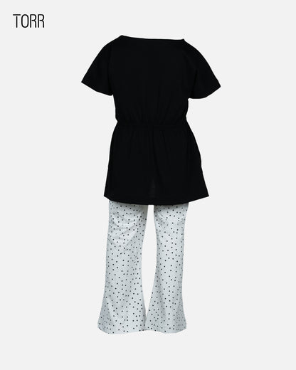 Top & Bottom Set | Black & White Aop