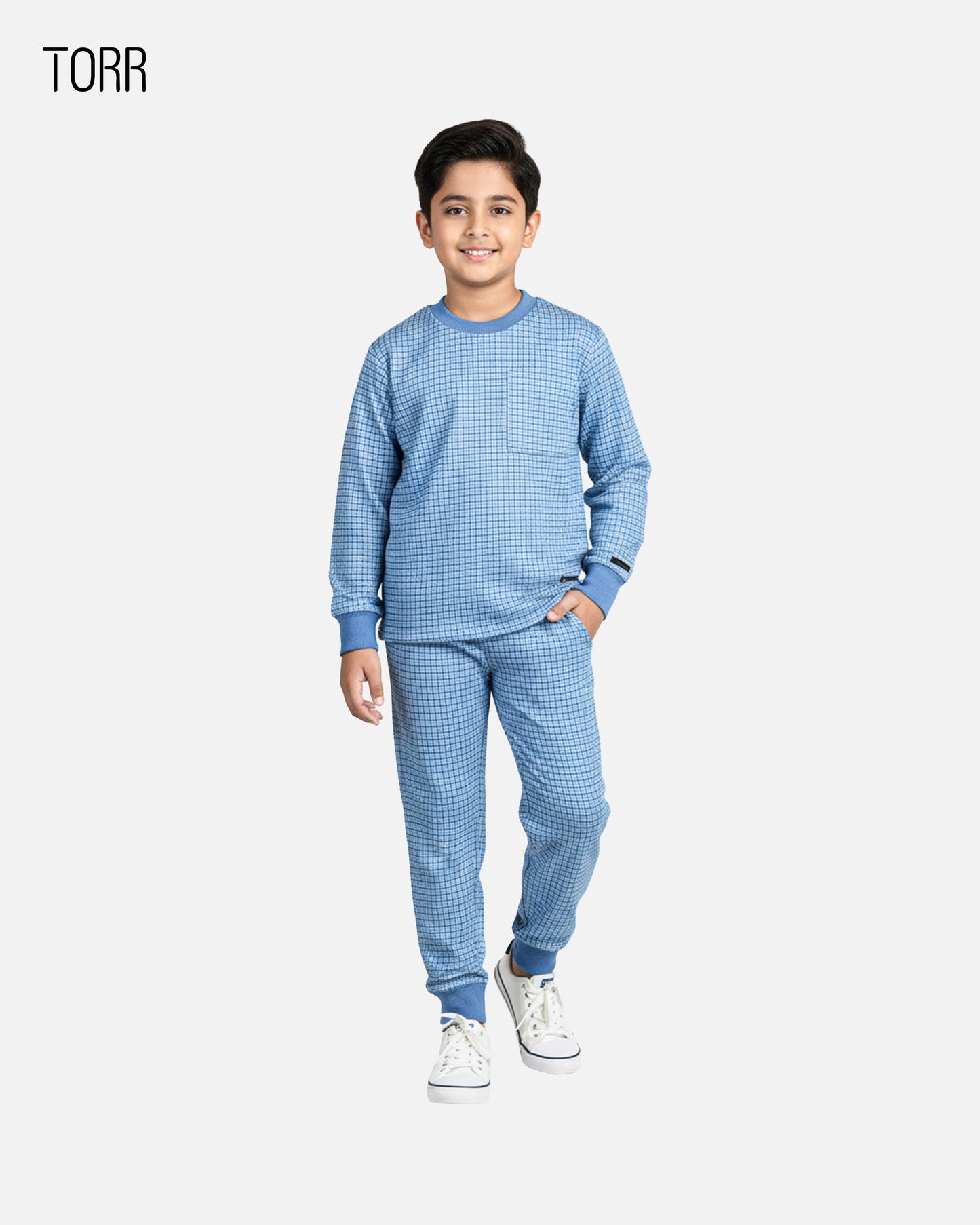 Boy's Top & Bottom Set | Blue Check