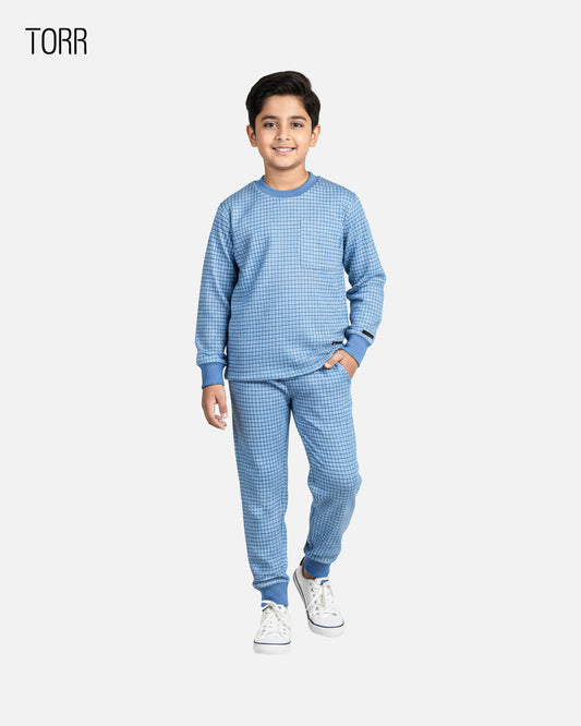 Boy's Top & Bottom Set | Blue Check