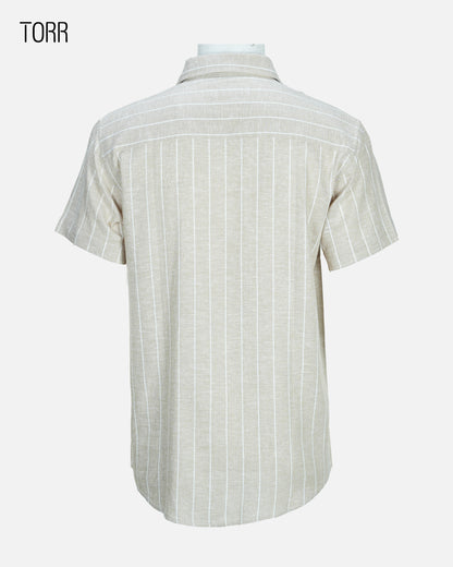 Men's Short Sleeve Shirt | Ver Beige Stripe