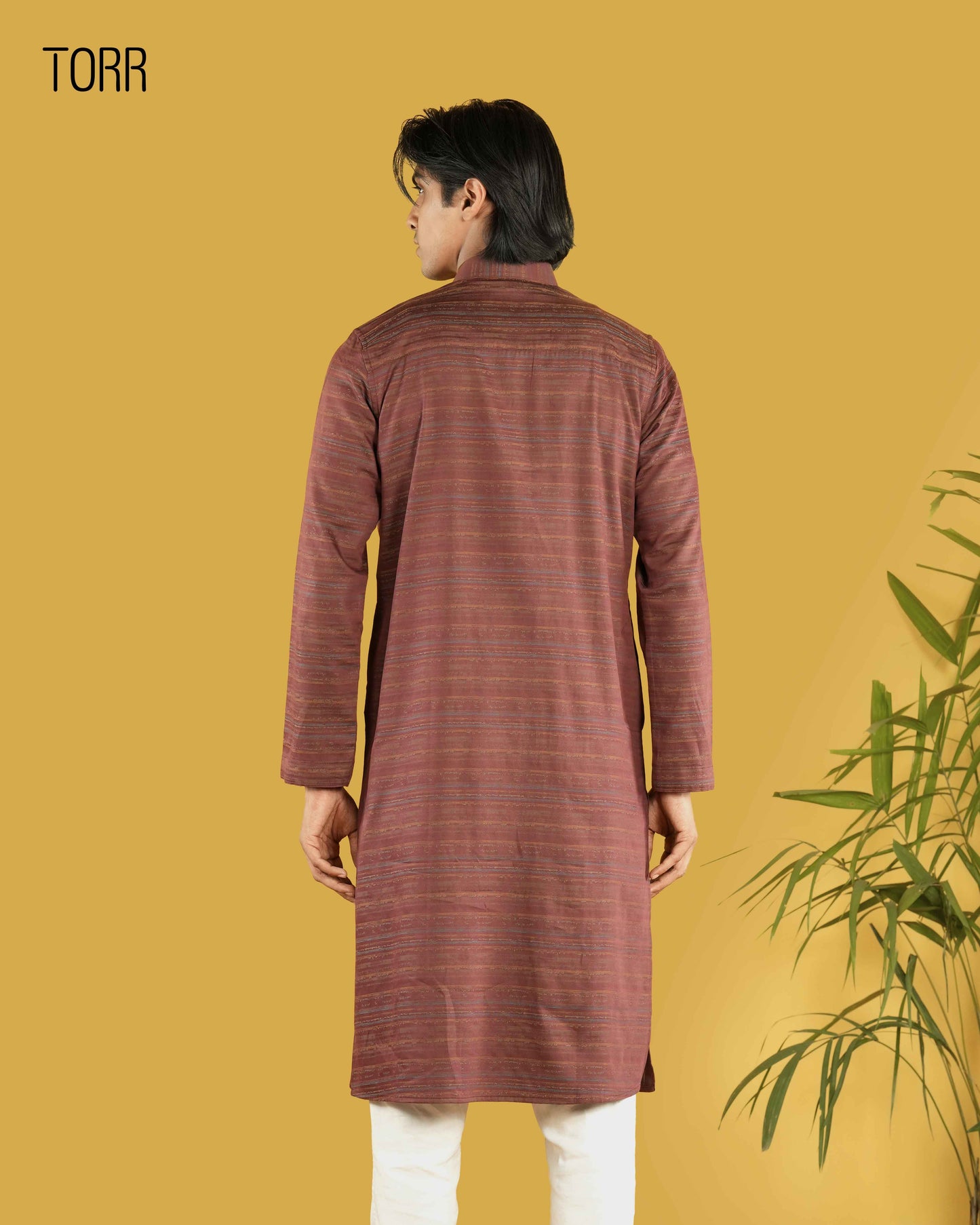 Men's Panjabi | Maroon Stripe