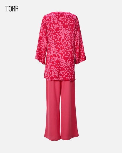 Women's Co-Ord Set | Red AOP/ Pink