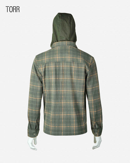 Men’s Hooded Shacket | Olive Check