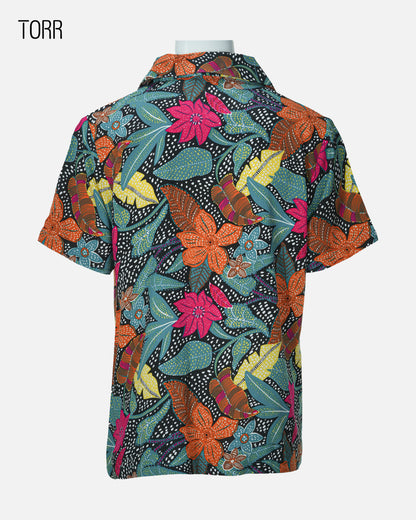 Women's Crop Top | Black Teal AOP