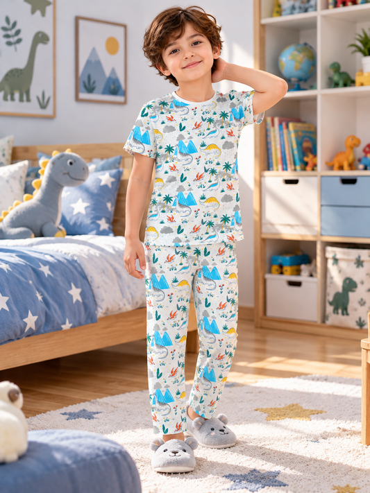 Boys Sleepwear Set| White Aop
