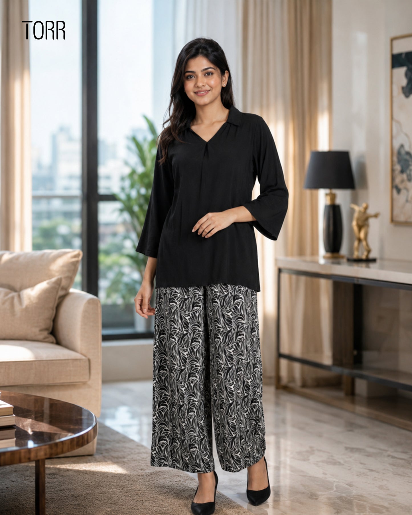 Women's Co-Ord Set | Black Beauty AOP