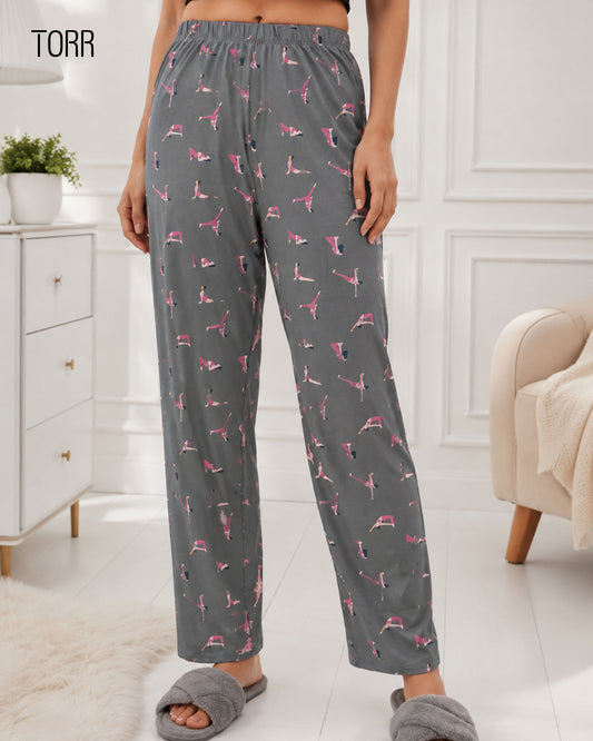 Women's Trouser |  Grey Pink AOP