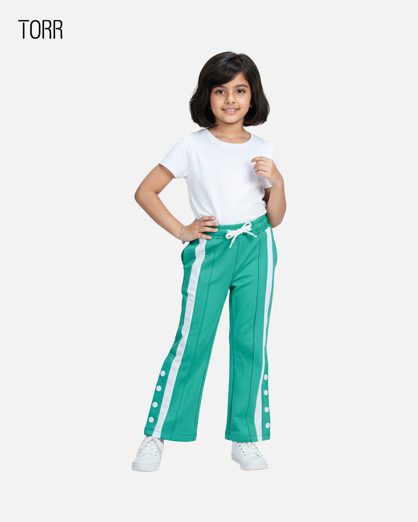 Girl's Trouser | Light Green-White