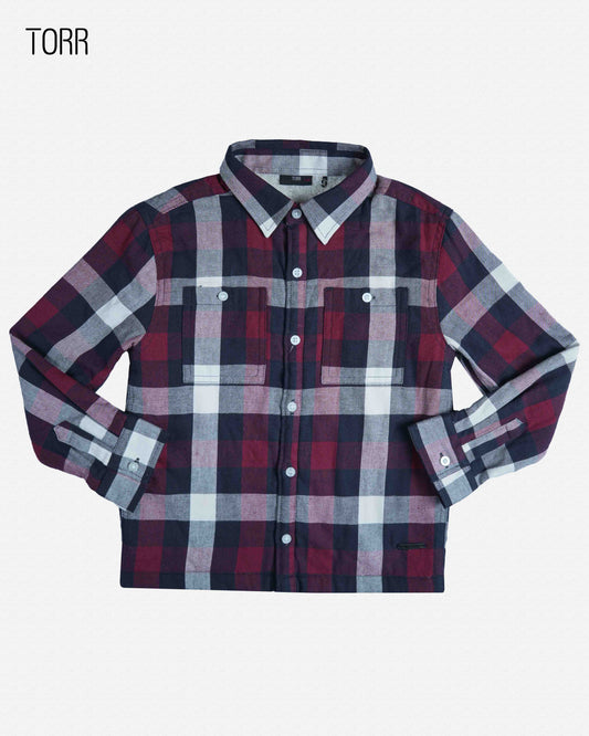 Boy's Shacket | Maroon Check