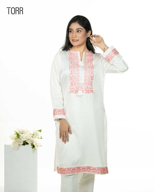 Ethnic Wear (01 Piece Kurti) | WHITE PINK