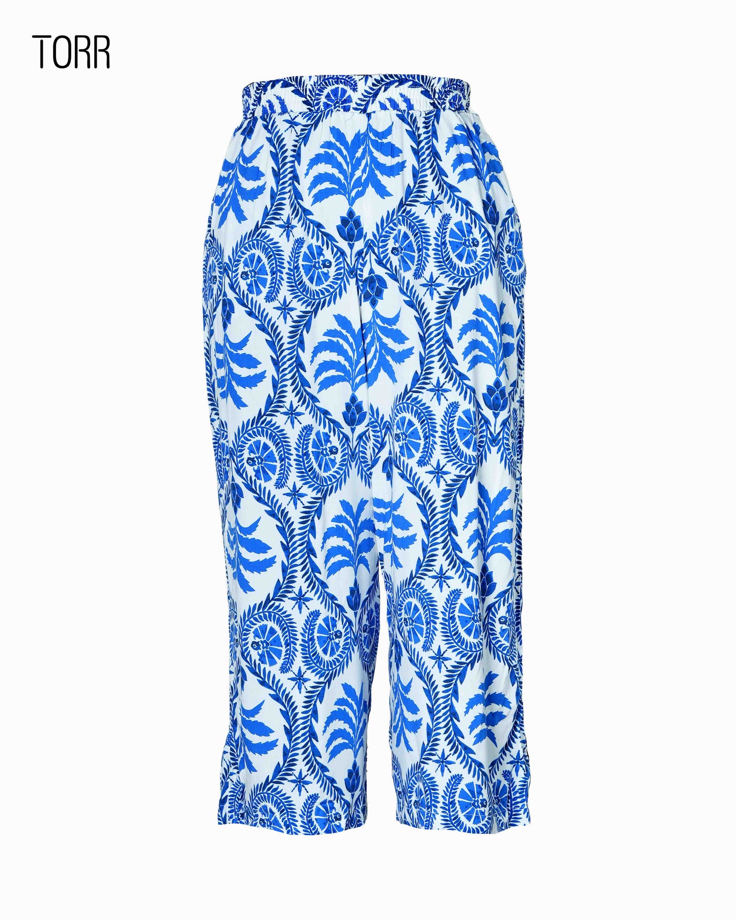 Womens Palazzo | White Blue Aop