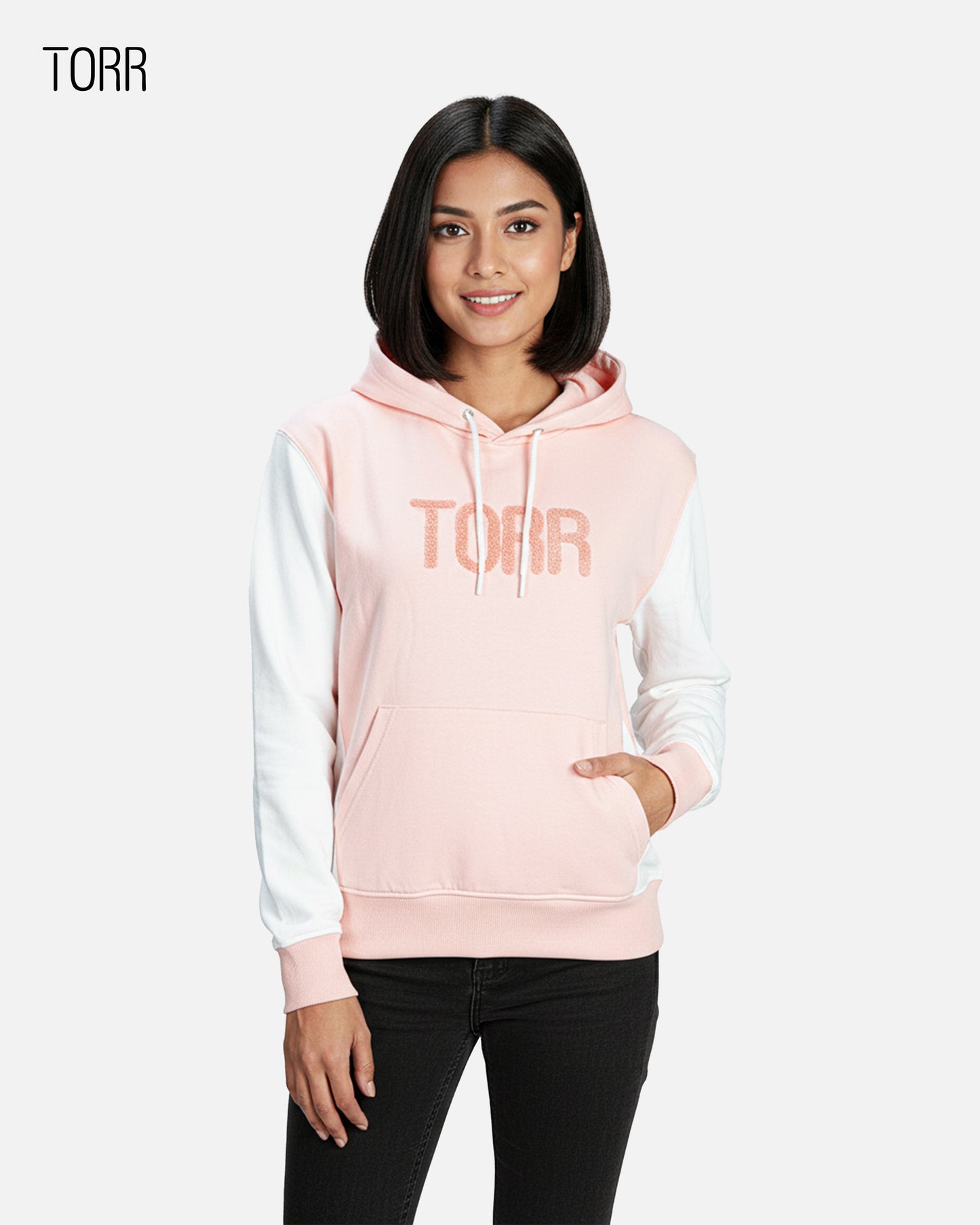 Women's Hoodie | Peach & White