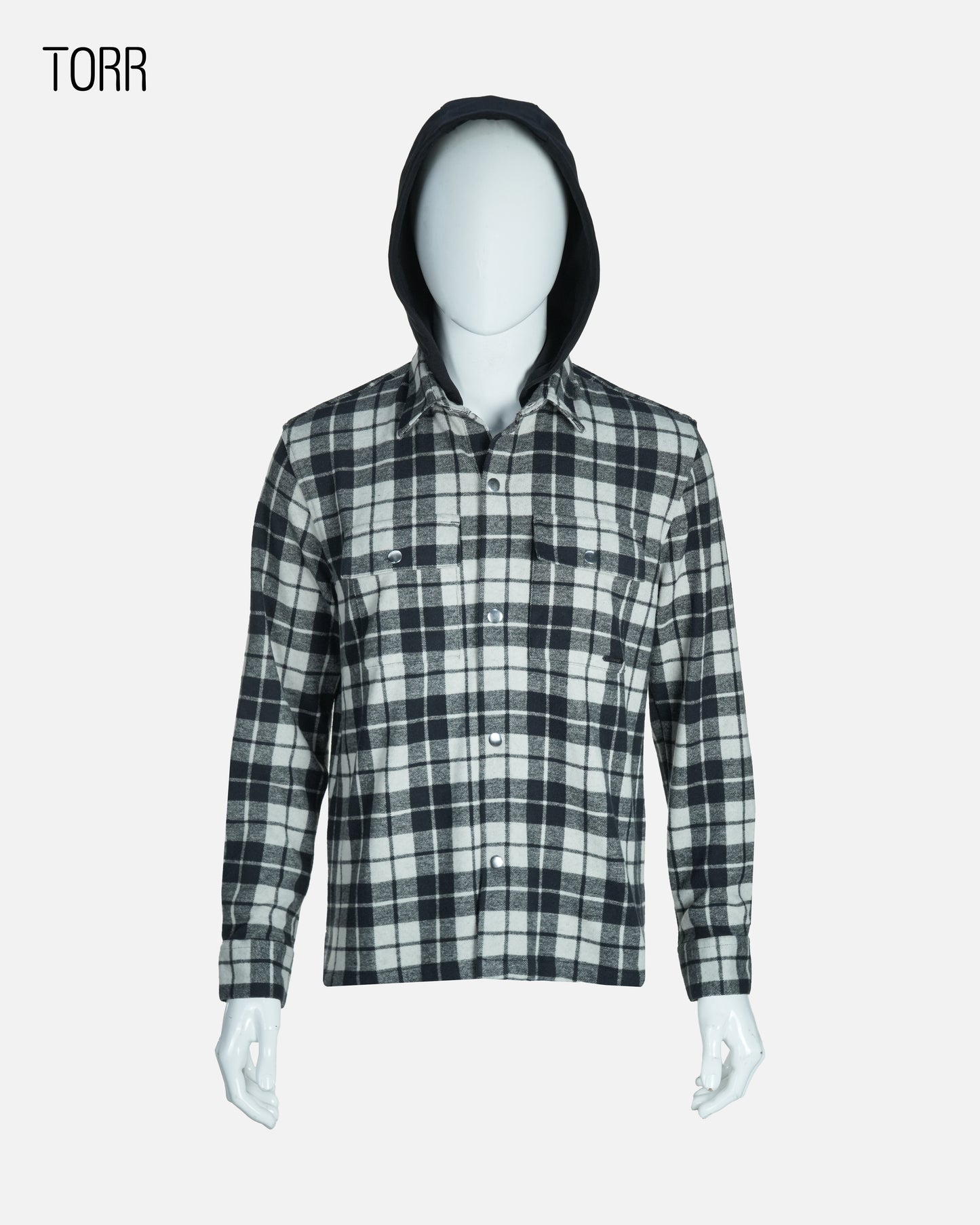 Men’s Hooded Shacket | Black check