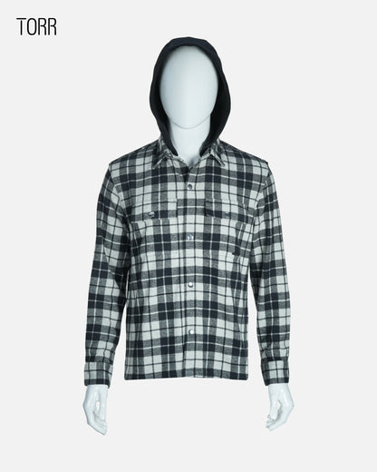 Men’s Hooded Shacket | Black check