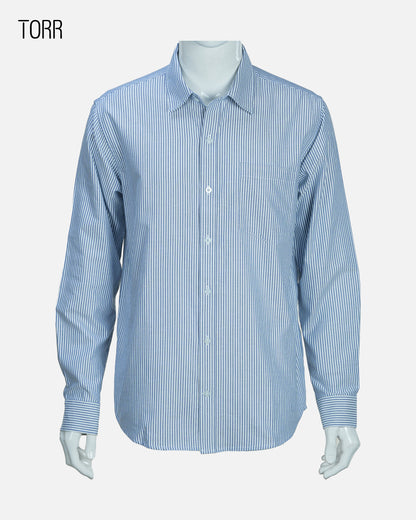 Men's Long Sleeve Shirt | White Cobalt