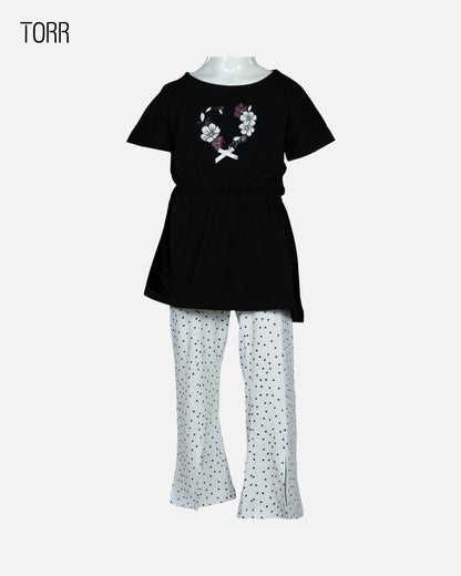 Top & Bottom Set | Black & White Aop