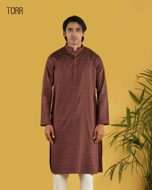 Men's Panjabi | Maroon Stripe