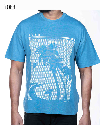 Drop Soulder T-shirt | Cameo Blue
