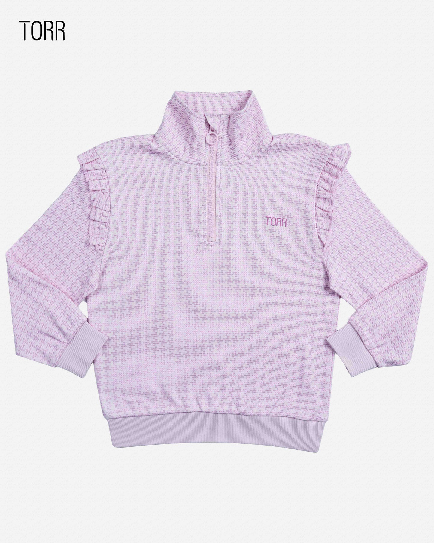 Girls Half Zip Jacket | Lavender Aop