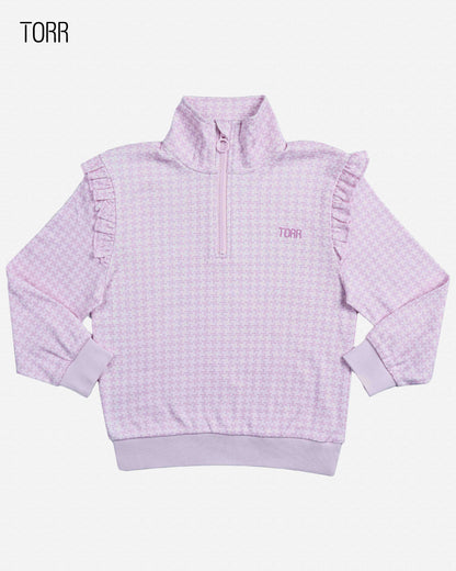 Girls Half Zip Jacket | Lavender Aop