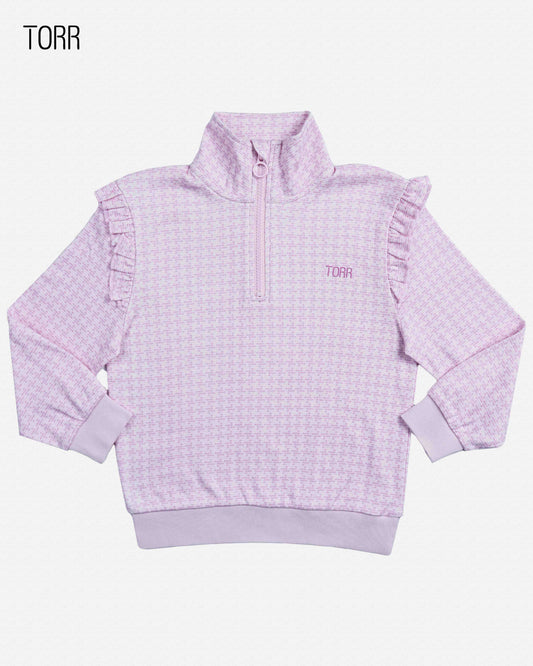 Girls Half Zip Jacket | Lavender Aop