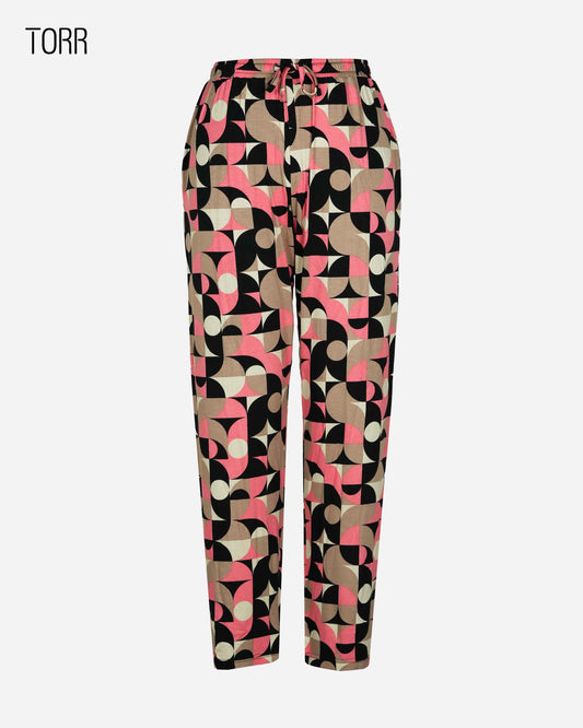 Womens Trouser | Black Geometric AOP