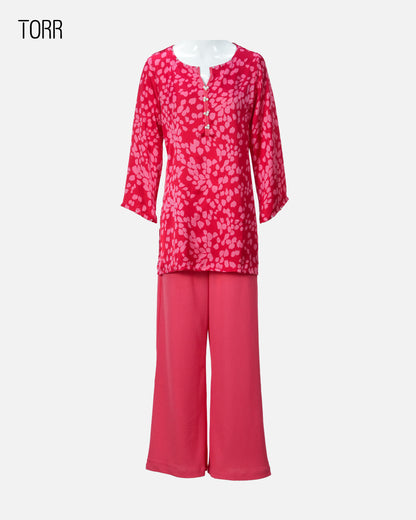 Women's Co-Ord Set | Red AOP/ Pink