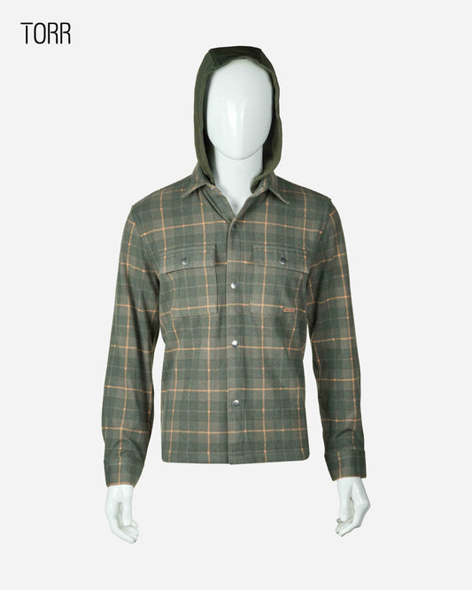 Men’s Hooded Shacket | Olive Check