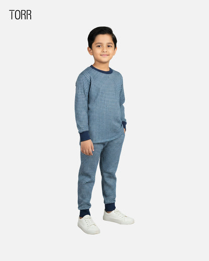 Boy's Top & Bottom Set | Off White Check