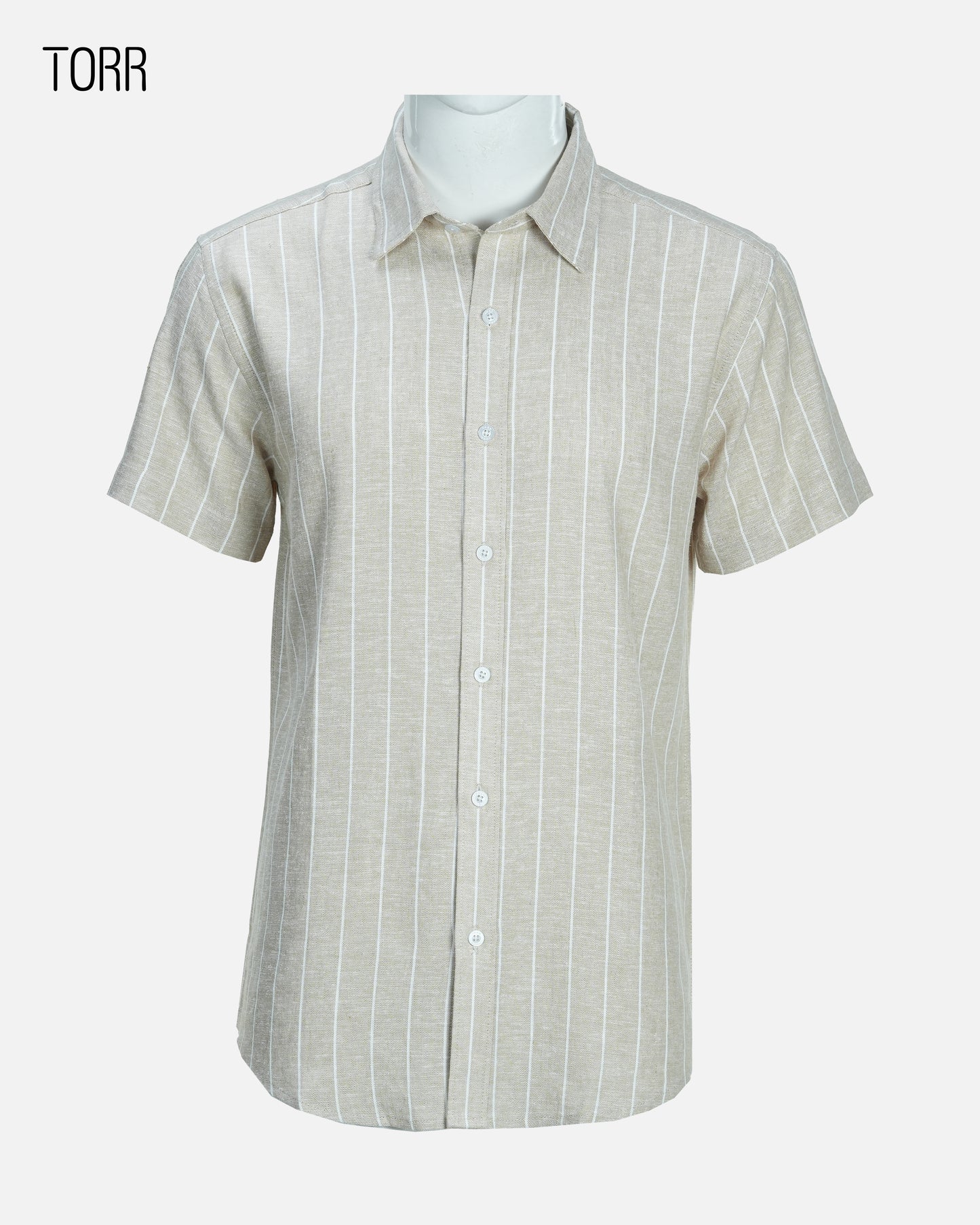 Men's Short Sleeve Shirt | Ver Beige Stripe