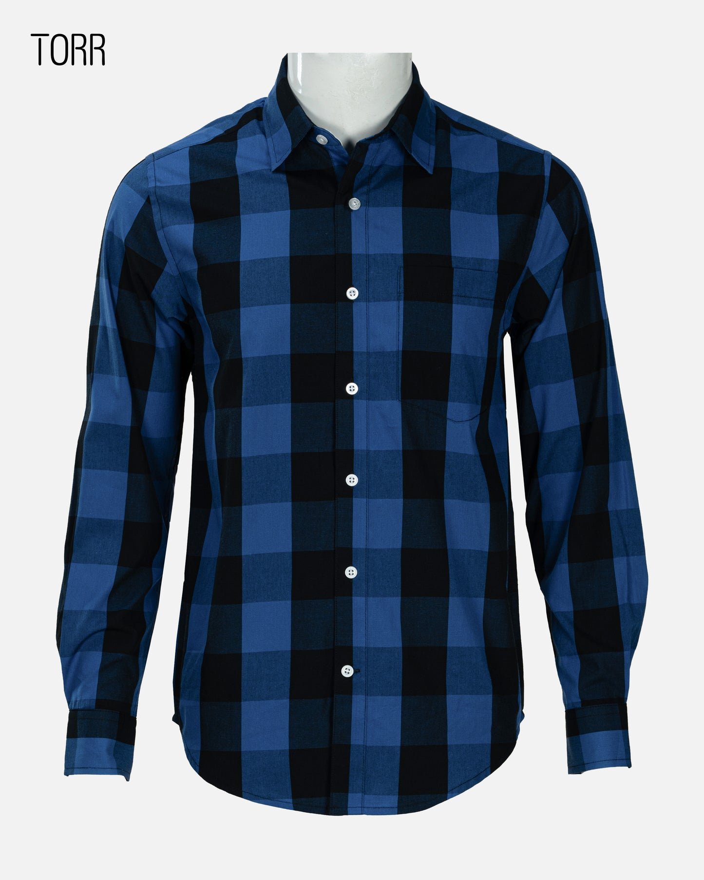 Men's Long Sleeve Casual Shirt | Blue & Black Check