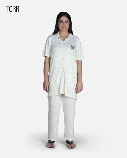 Women's Sleepwear| Ecru Aop
