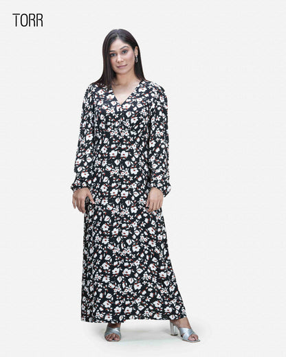 Womens Long Dres | Flower Aop