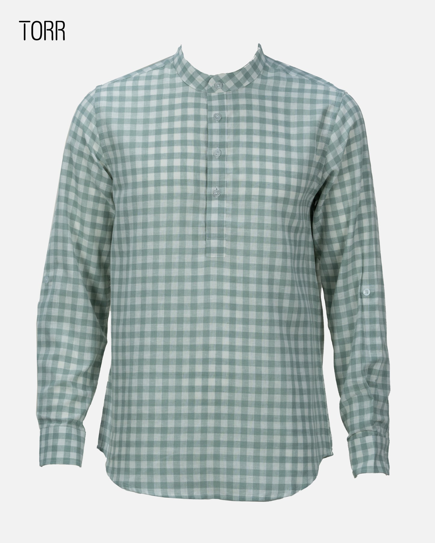 Men's Long Sleeve Casual Shirt | Lt. Green Gingham Check