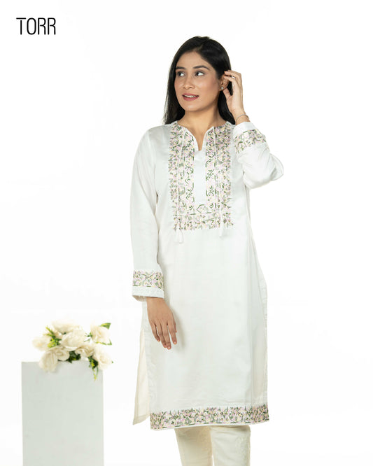 Ethnic Wear (01 Piece Kurti) | WHITE/GREEN