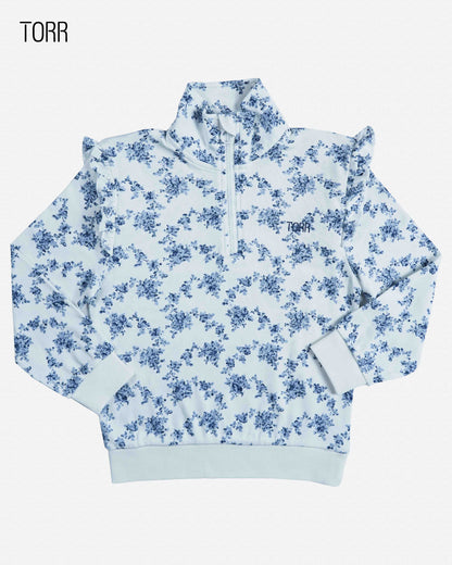 Girls Half Zip Jacket | White Aop
