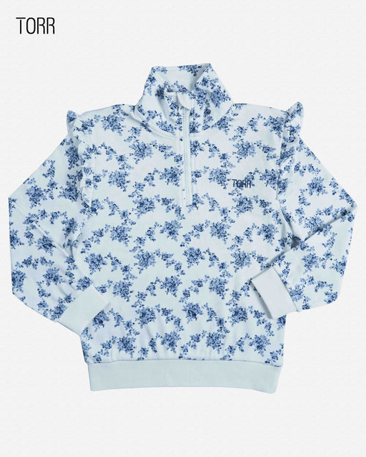 Girls Half Zip Jacket | White Aop