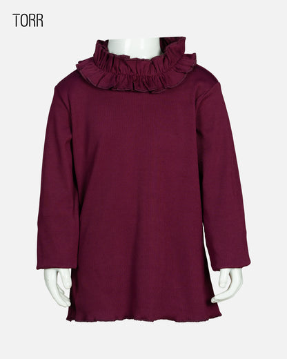 Girl's Turtle Neck | Dark Maroon