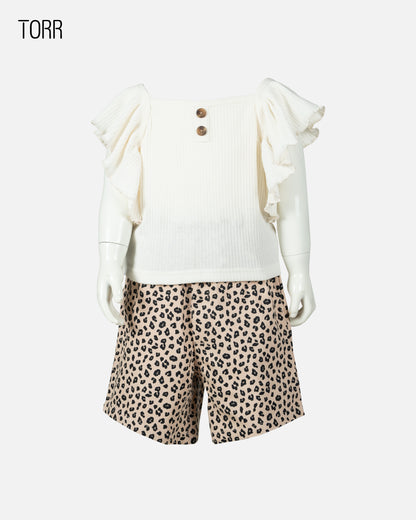 Top & Bottom Set | Cream/ Beige Leo