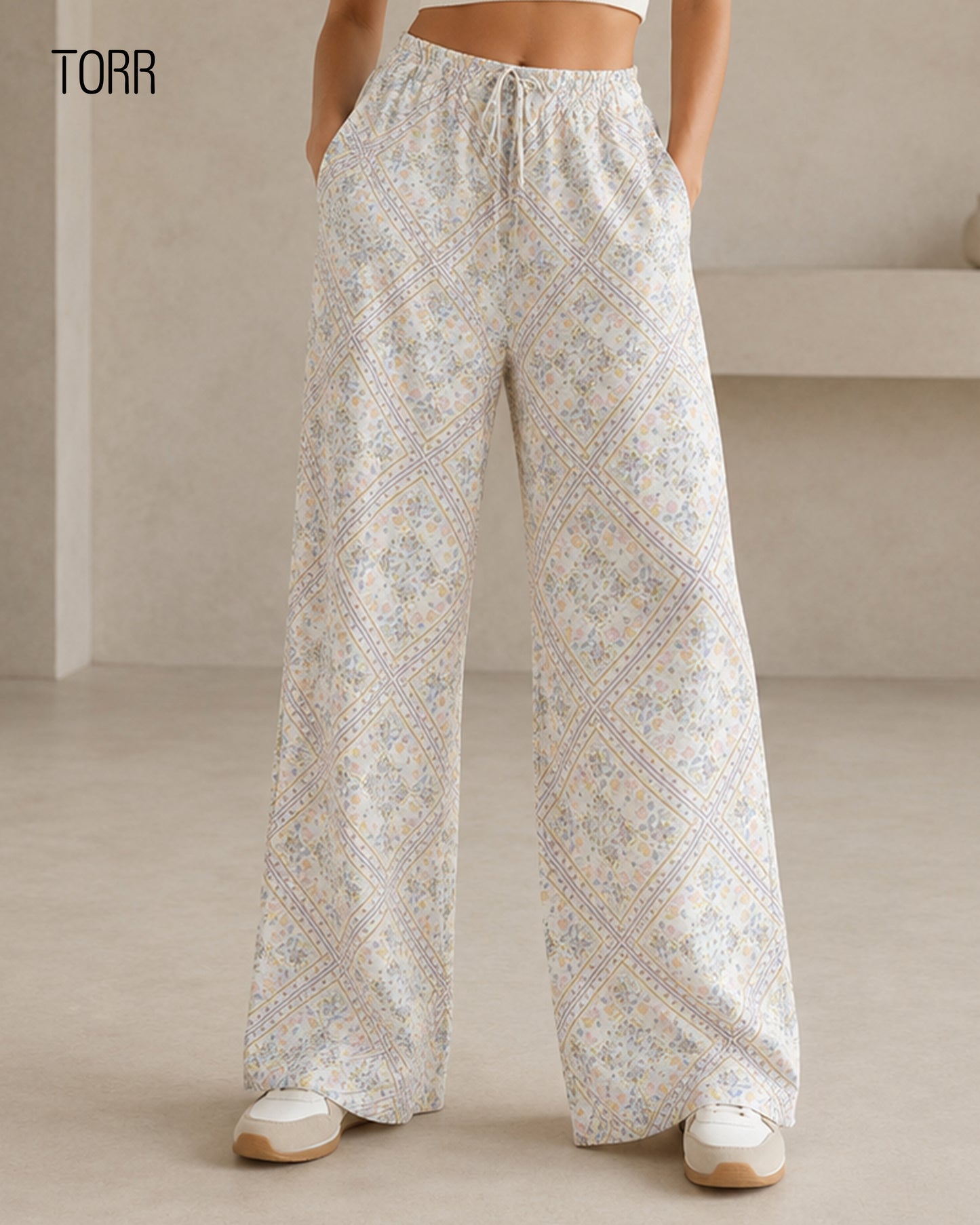 Womens Palazzo | White Aop