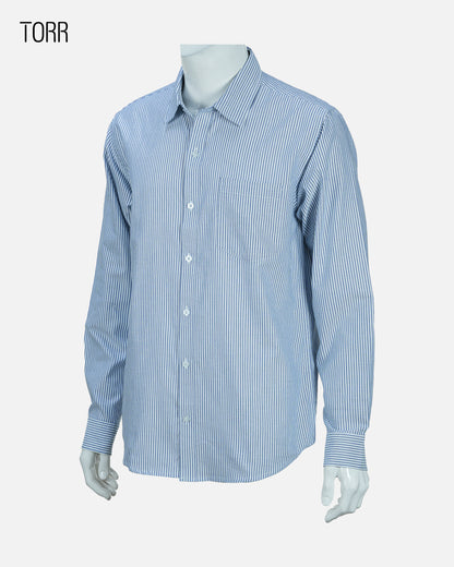 Men's Long Sleeve Shirt | White Cobalt