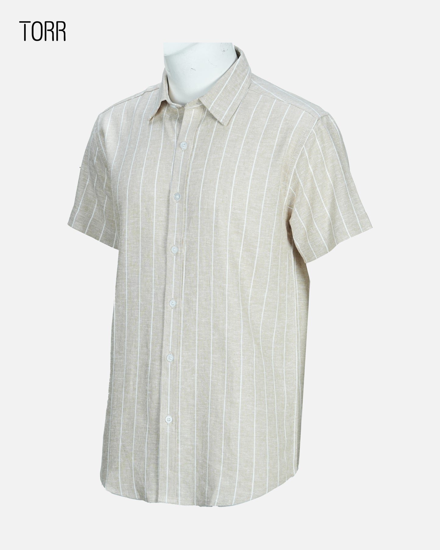 Men's Short Sleeve Shirt | Ver Beige Stripe