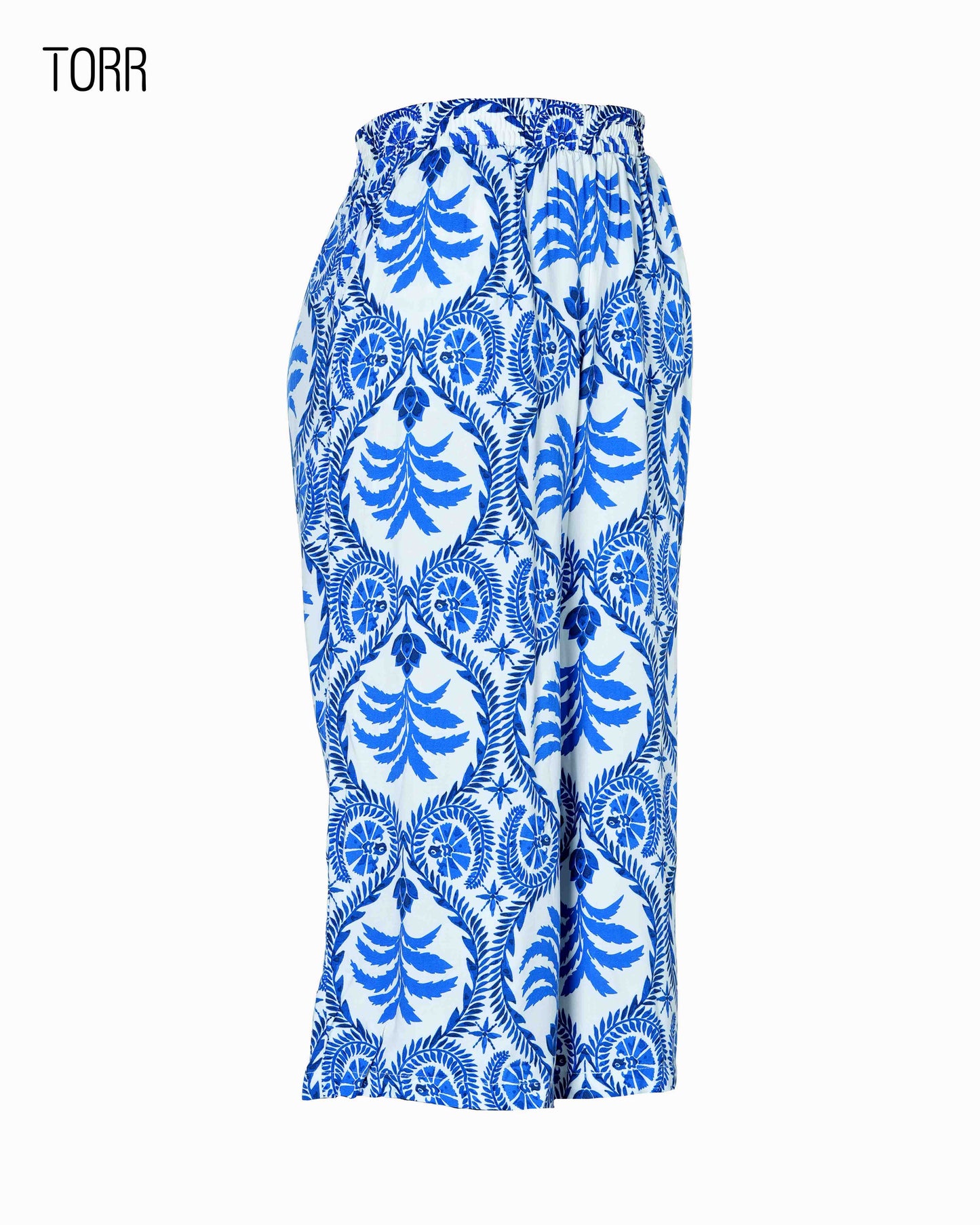 Womens Palazzo | White Blue Aop